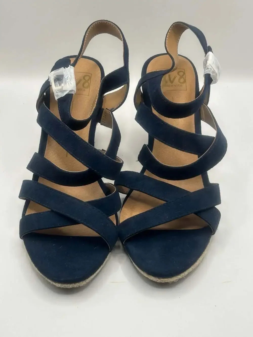 DV8 by Dolce Vita Navy Suede Strappy Espadrille Wedge Sandals